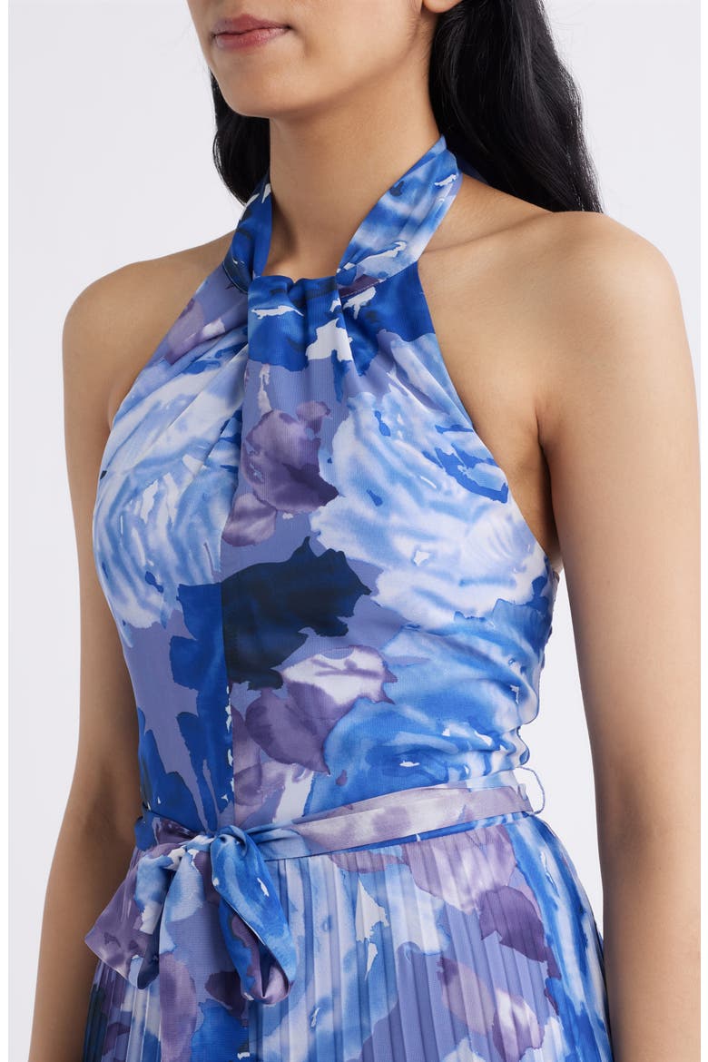 Floral Chiffon Halter Dress, Alternate, color, PURPLE MULTI
