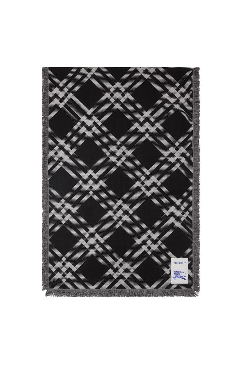 Burberry Wide Check Wool Silk Scarf, Main, color, Black/Calico
