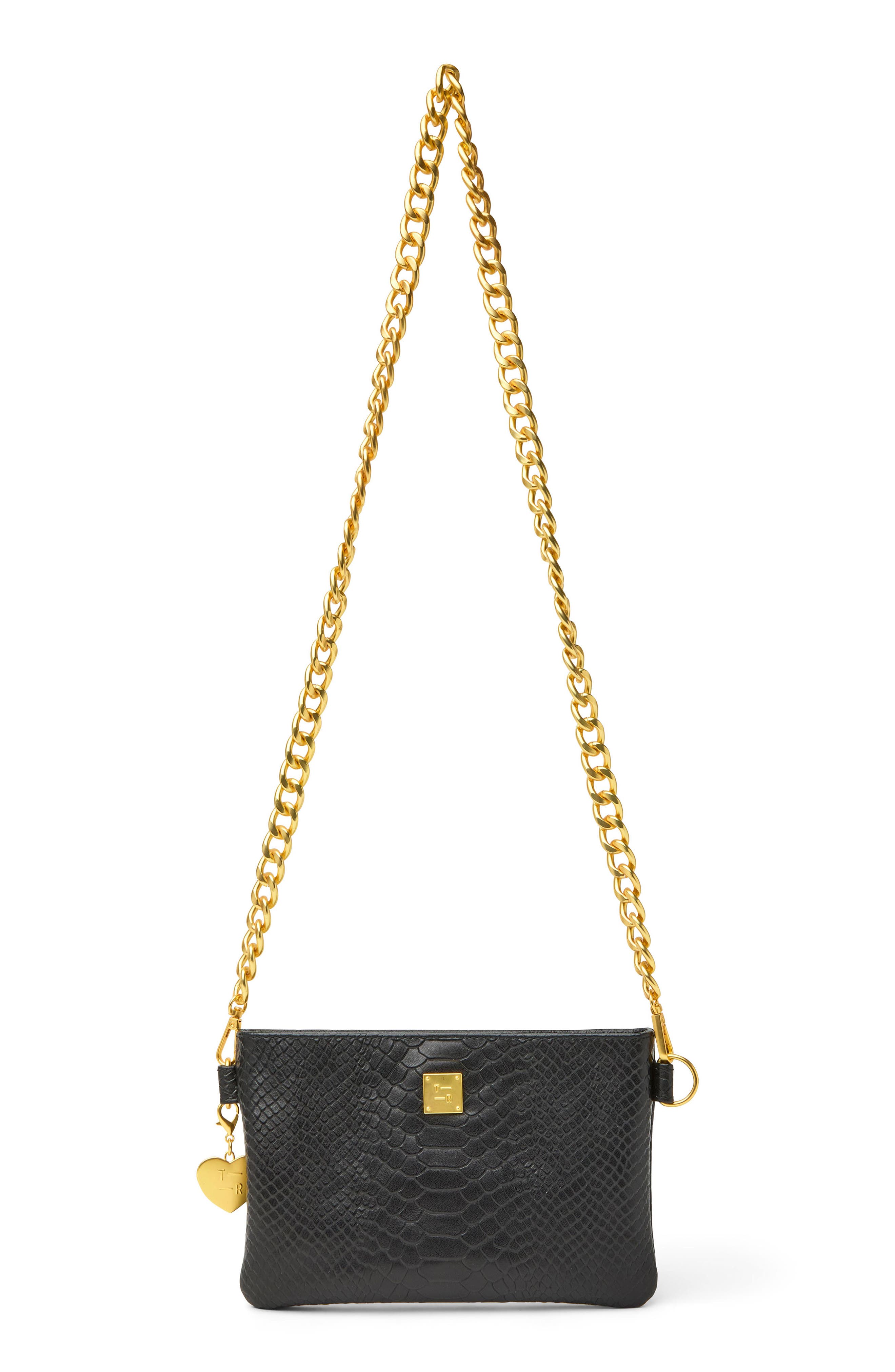 THINK ROYLN Fame Croc Embossed Leather Crossbody Bag, Main, color, Black Python Leather