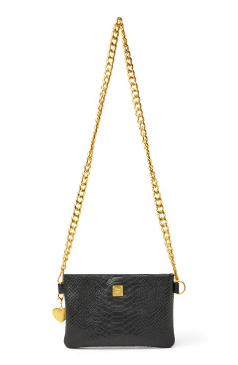 Fame Croc Embossed Leather Crossbody Bag