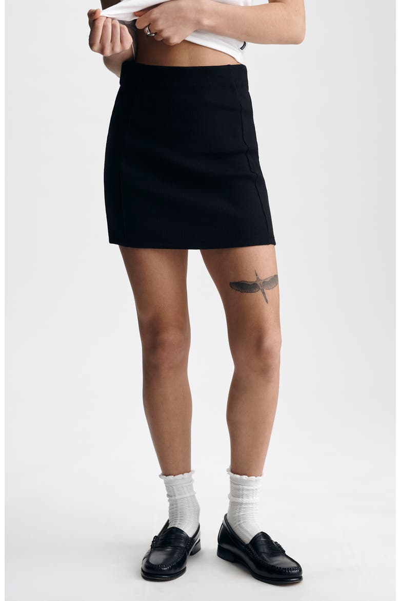 Rib Miniskirt, Main, color, BLACK