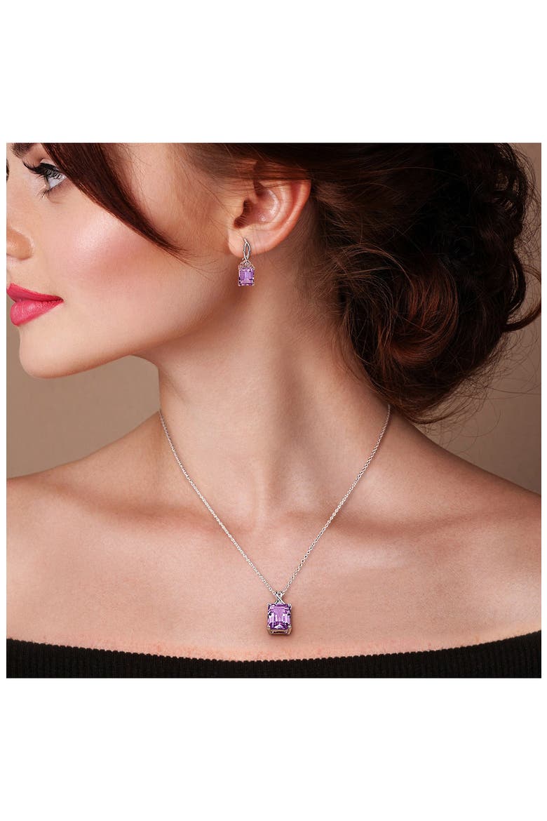 Amethyst & White Topaz Pendant Necklace & Drop Earrings Set, Alternate, color, PURPLE