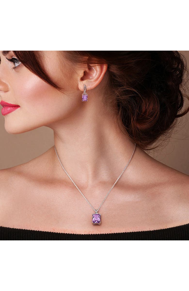 DELMAR Amethyst & White Topaz Pendant Necklace & Drop Earrings Set, Alternate, color, Purple