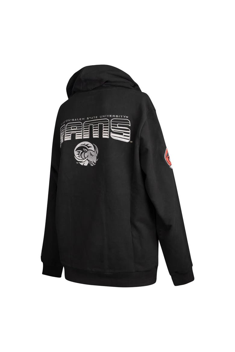 Men's FISLL  Black Winston-Salem State Rams Puff Print Sliced Pullover Hoodie, Alternate, color, Black