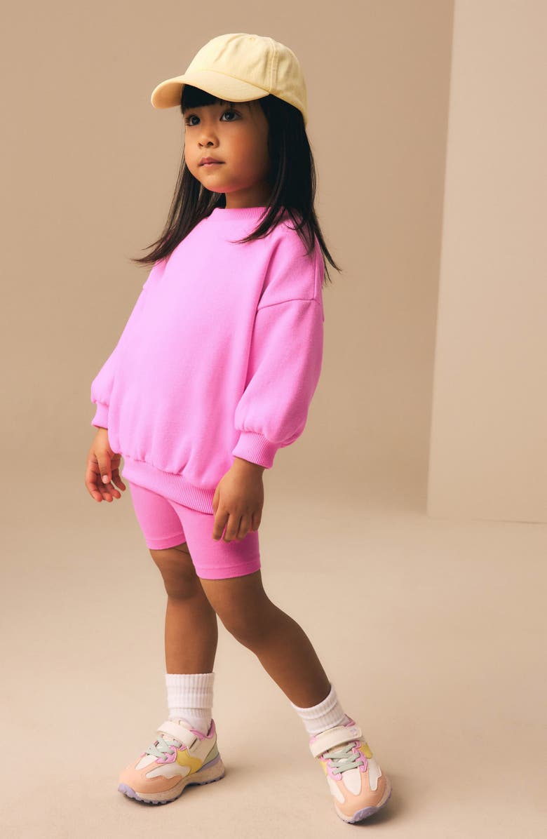 NEXT Kids' Sweatshirt & Bike Shorts, Alternate, color, Pink