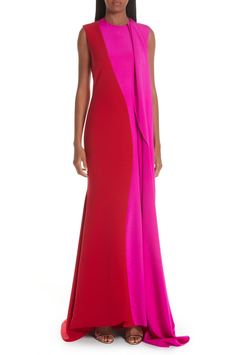 Christian Siriano Side Drape Two-Tone Gown, Main, color,