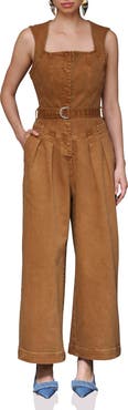 Avec Les Filles Sleeveless Denim Jumpsuit