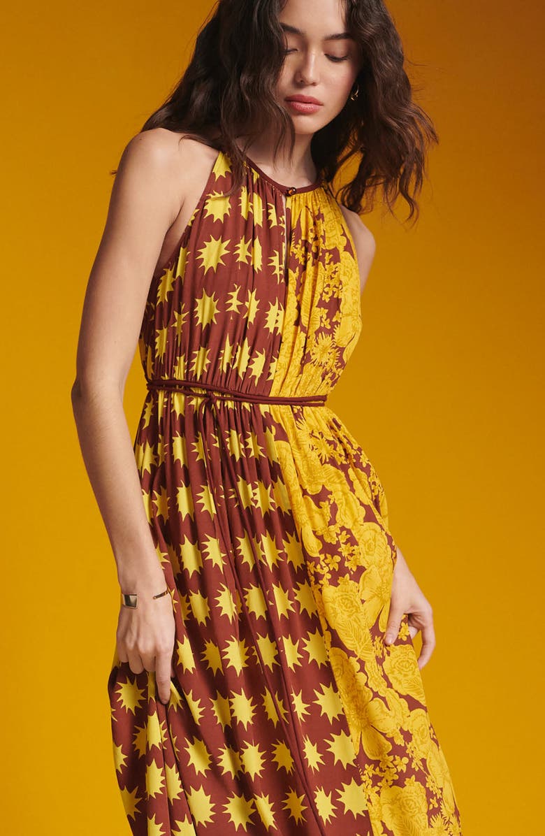 DVF Darla Mixed Print Maxi Dress, Alternate, color,