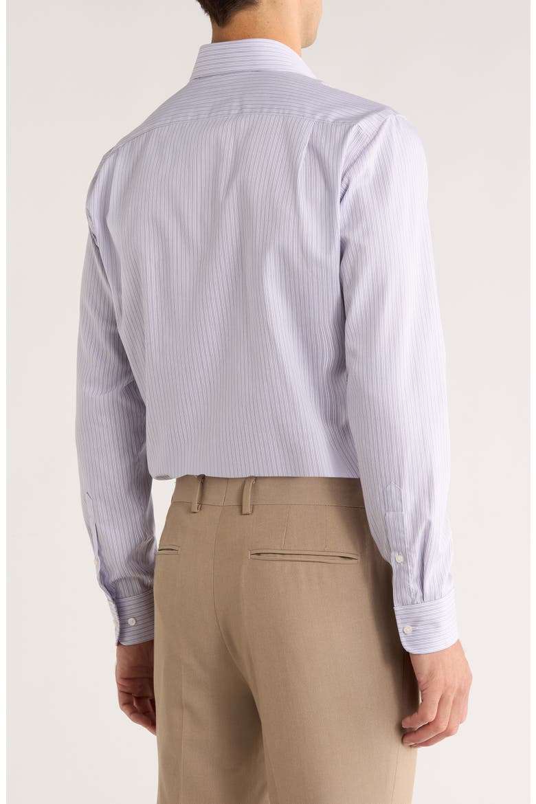 Trim Fit Stripe Premium Non-Iron Cotton Dress Shirt, Alternate, color, PURPLE ANTICA STRIPE