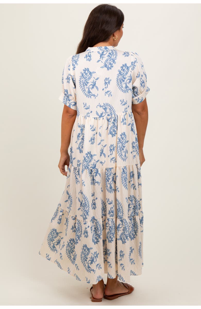 PinkBlush Paisley Button Up Tiered Maxi Dress, Alternate, color, Blue