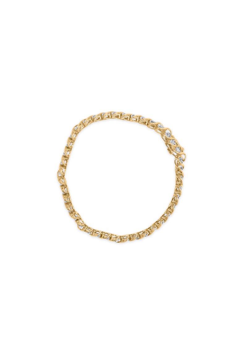 10K Yellow Gold 3 cttw Round-Cut Diamond Spiral Link 7.50" Bracelet, Alternate, color, Yellow