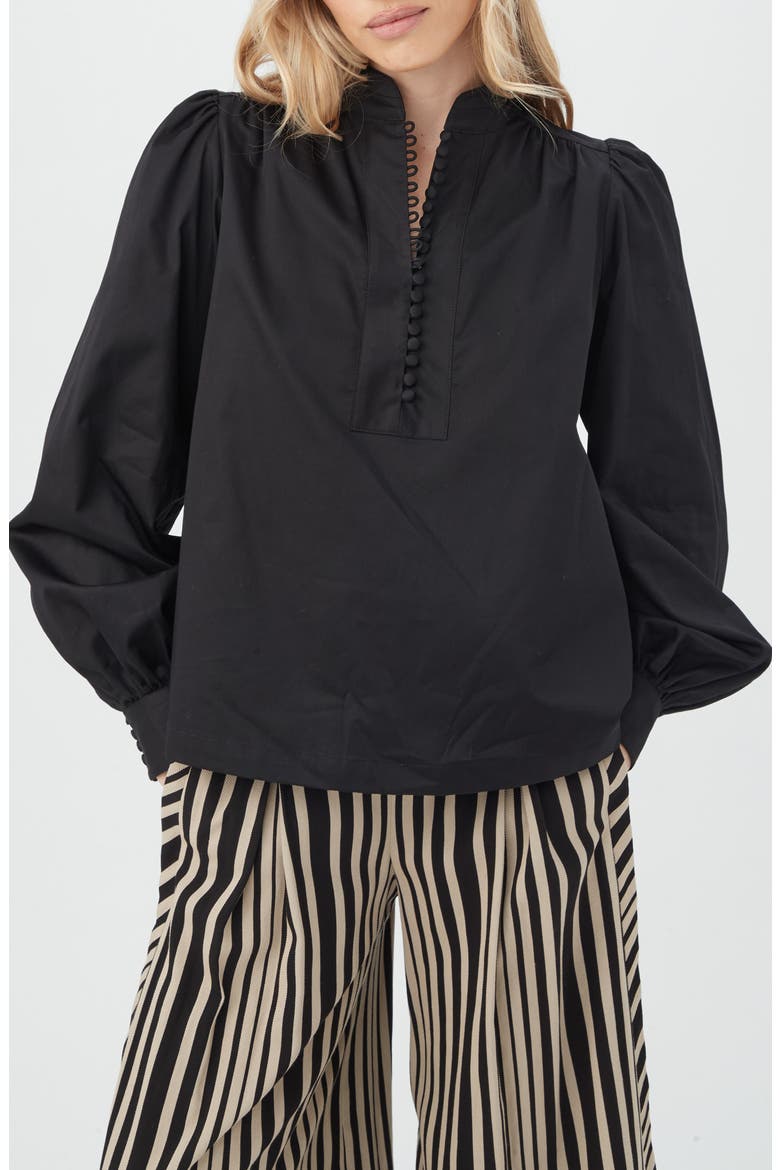 Sisi Long Sleeve Organic Cotton Shirt, Main, color, BLACK