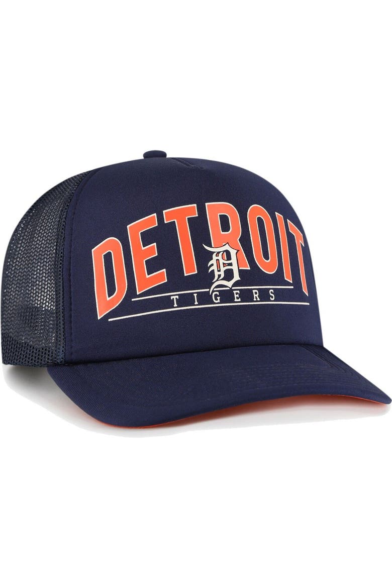 Men's '47 Navy Detroit Tigers Backhaul Foam Trucker Snapback Hat, Alternate, color, Navy