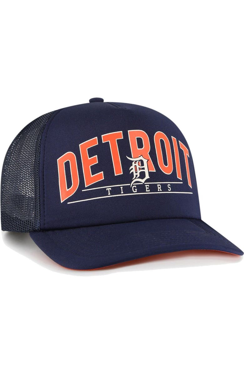 '47 Men's '47 Navy Detroit Tigers Backhaul Foam Trucker Snapback Hat, Alternate, color,