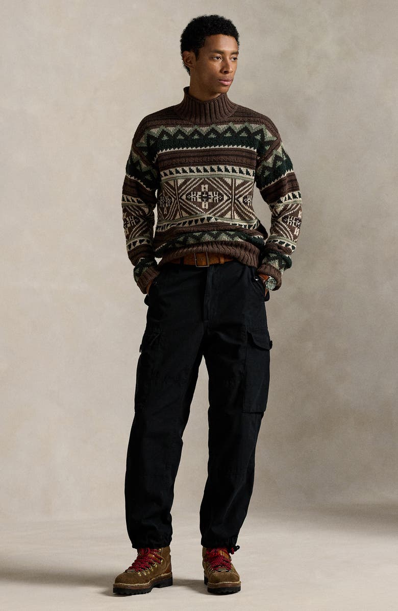 Polo Ralph Lauren Geometric Cotton Blend Sweater, Alternate, color, Brown Combo