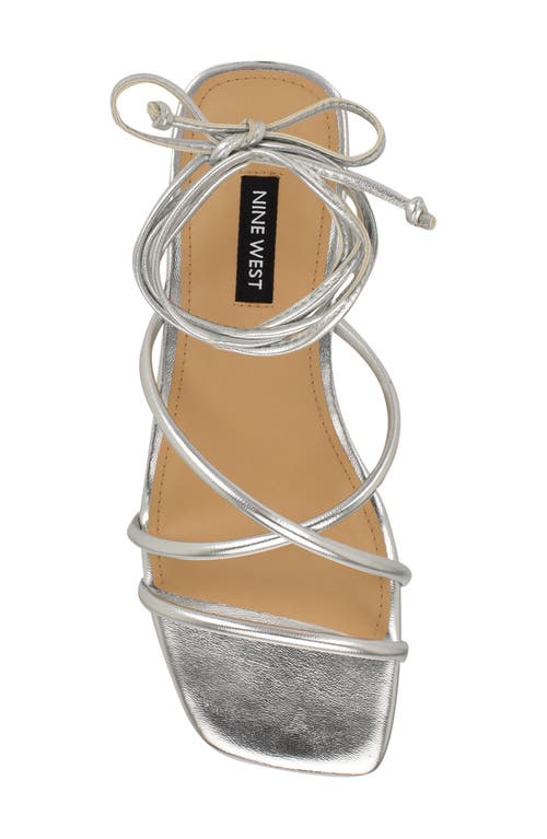Nine West Mikila Ankle Wrap Sandal In Silver
