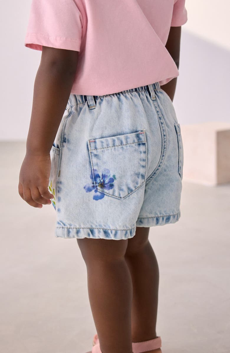 NEXT Kids' Floral Denim Shorts, Alternate, color, Blue