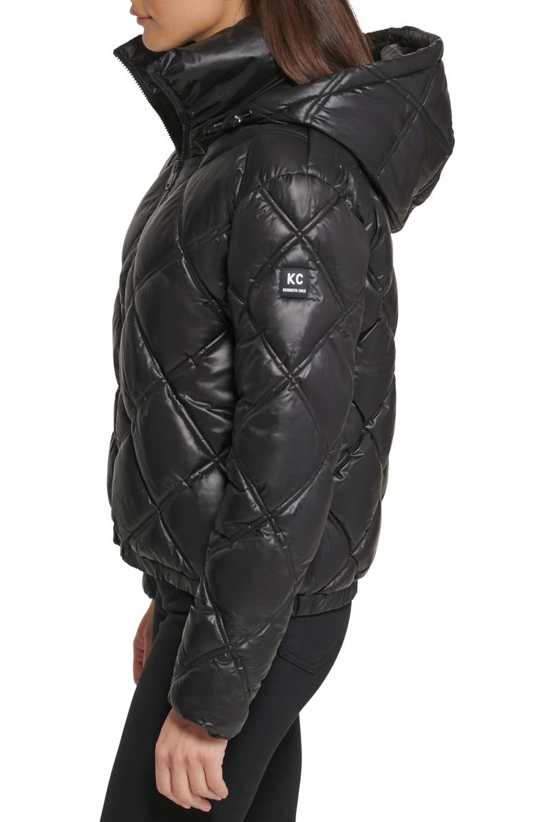 Kenneth Cole New York Cire Hooded Puffer Jacket, Alternate, color, Black