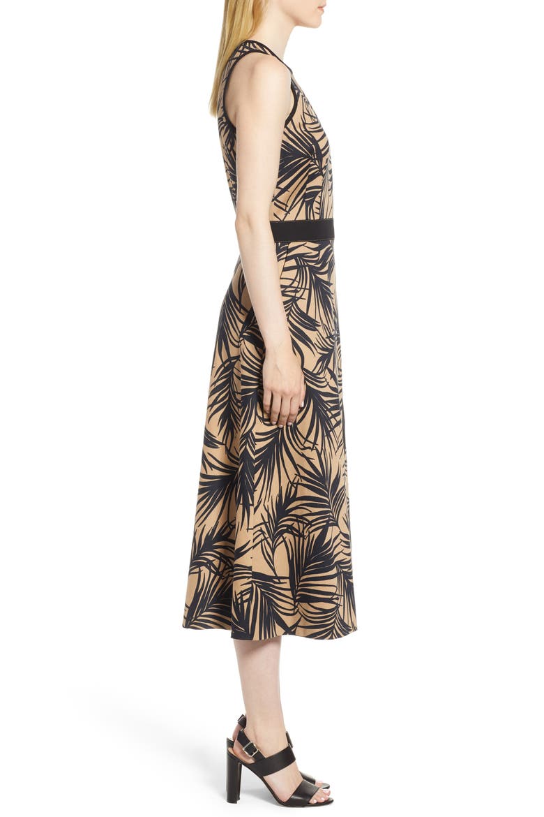 Denura Palm Frond Woven Midi Dress, Alternate, color, WARM CLAY FANTASY