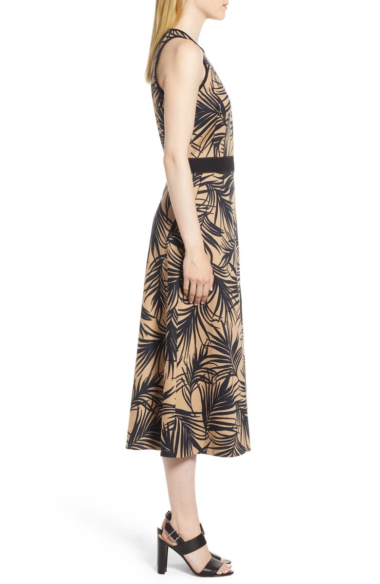 BOSS Denura Palm Frond Woven Midi Dress, Alternate, color, 