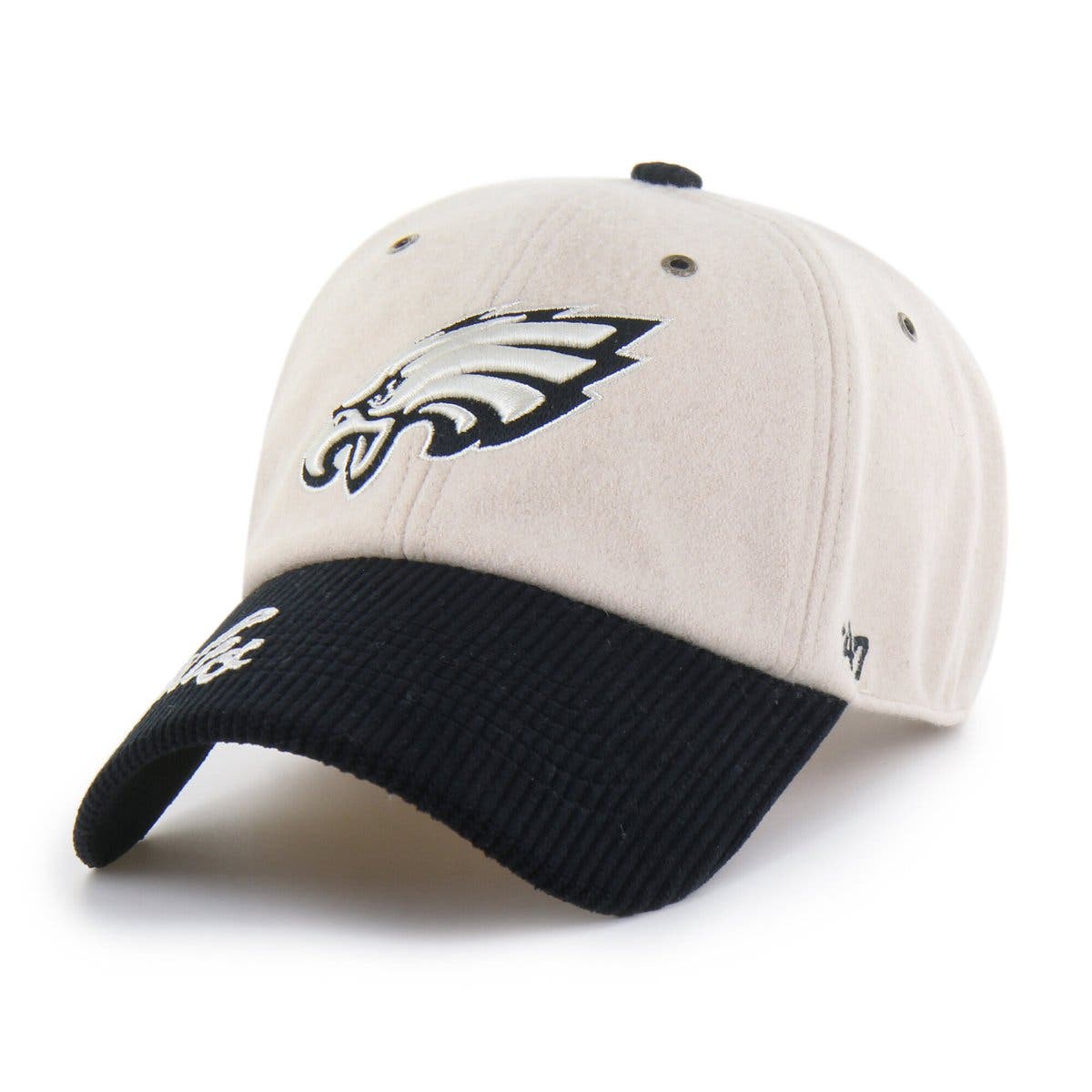 '47 Women's '47 Natural/Black Philadelphia Eagles Rope Script Clean Up ...
