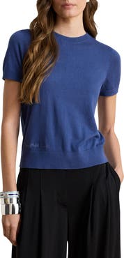 Lauren Ralph Lauren Short Sleeve Cotton Blend Sweater
