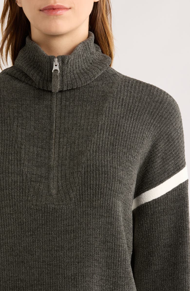 Barefoot Dreams<sup>®</sup> Stripe Half Zip Sweater, Alternate, color, Dark Moss-Pearl