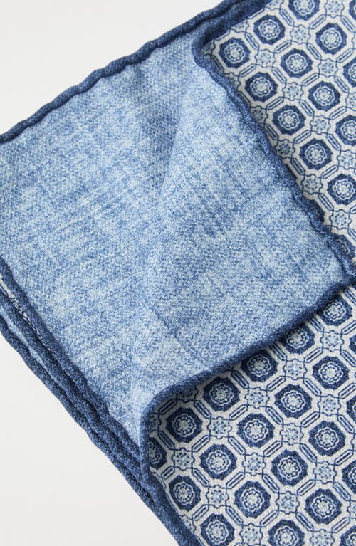Brunello Cucinelli Double-faced Silk Geometric Pocket Square In Blue