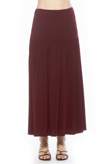 Alexia Admor Aven Drop Waist Maxi Skirt In Burgundy