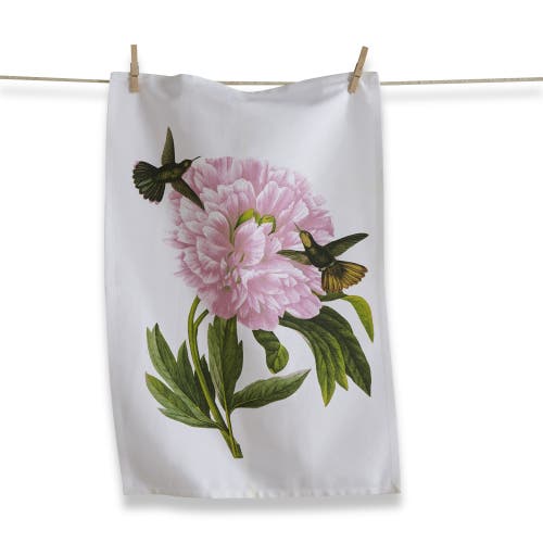Tag Hummingbird Pink Flower Dishtowel Set Cotton Kitchen Towels Summer Decor Machine Wash In White
