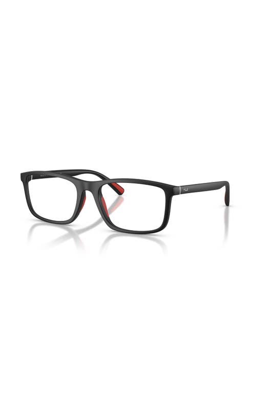 Polo Ralph Lauren 55mm Rectangle Optical Glasses In Black
