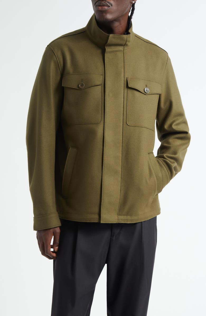 Herno Virgin Wool Blend Shirt Jacket, Main, color, Military Green