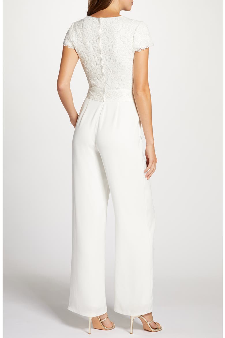 Lace Bodice Wide Leg Wedding Jumpsuit, Alternate, color, IVORY