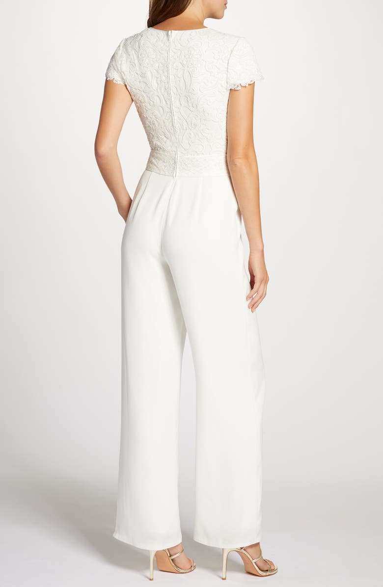 Tadashi Shoji Lace Bodice Wide Leg Wedding Jumpsuit, Alternate, color, 