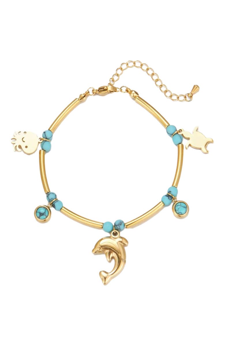 Hollywood Sensation Seabreeze Sparkle Turquoise Bracelet, Main, color, Gold