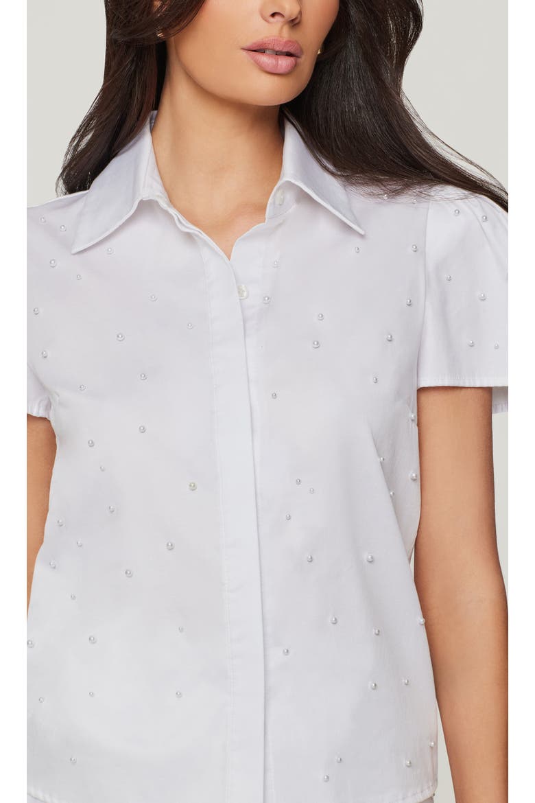 Murphy Pearl Embellished Poplin Shirt, Alternate, color, white