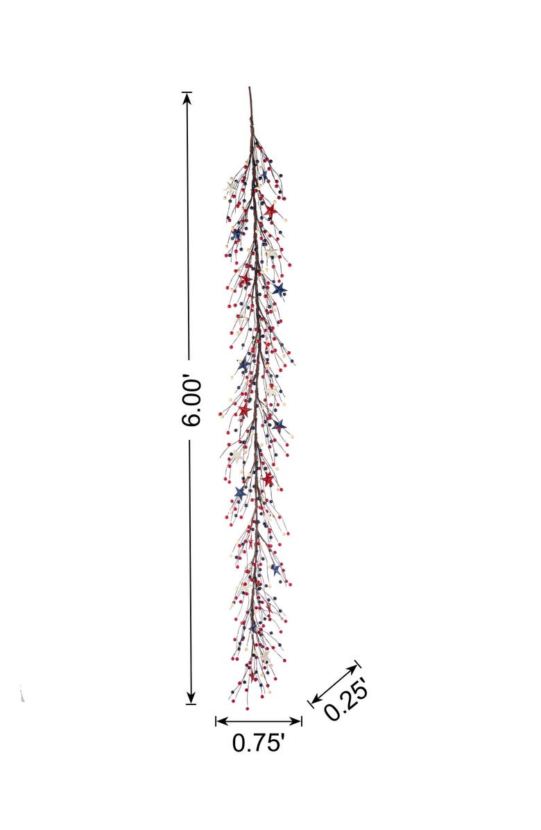 Glitzhome 72"L Patriotic Americana Stars & Berry Garland, Alternate, color, 