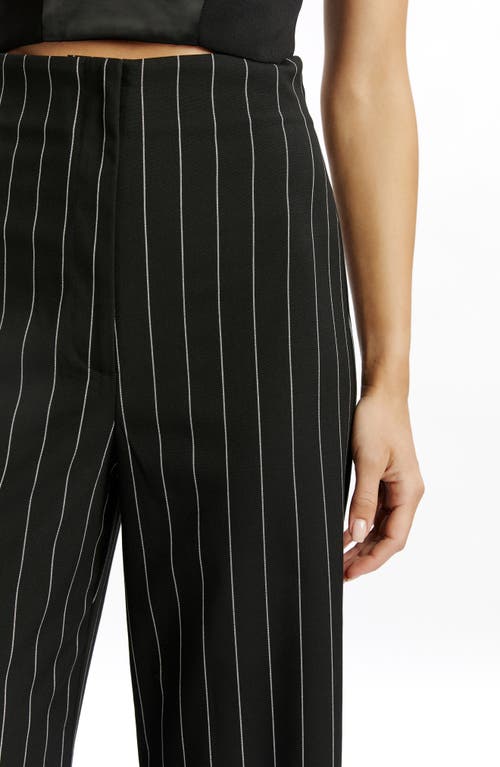 Bardot Anna Pinstripe High Waist Wide Leg Pants In Black