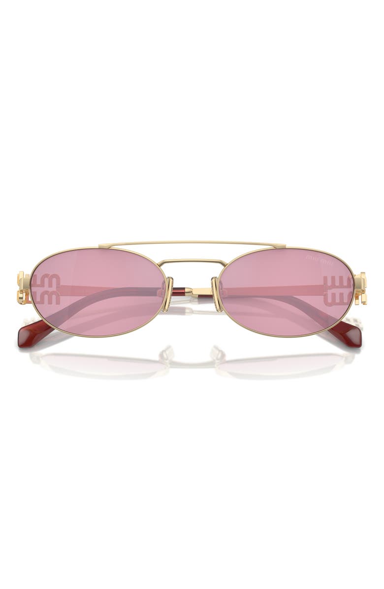 Miu Miu 53mm Oval Sunglasses, Alternate, color, Pale Gold / Pink Silver