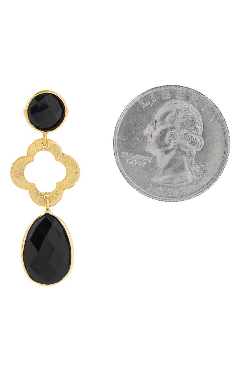 SAACHI Quatrefoil Stone Drop Earrings, Alternate, color, Black