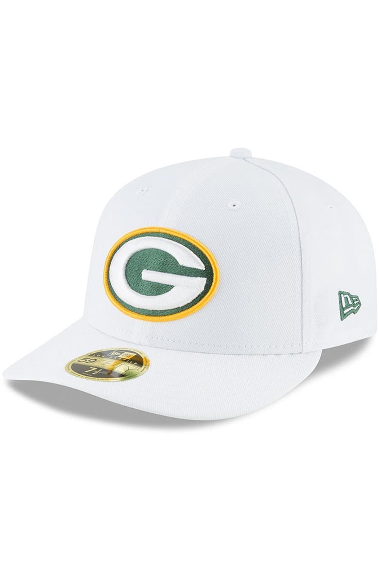 New Era Men's New Era White Green Bay Packers Omaha Low Profile 59FIFTY Fitted Hat, Main, color, White