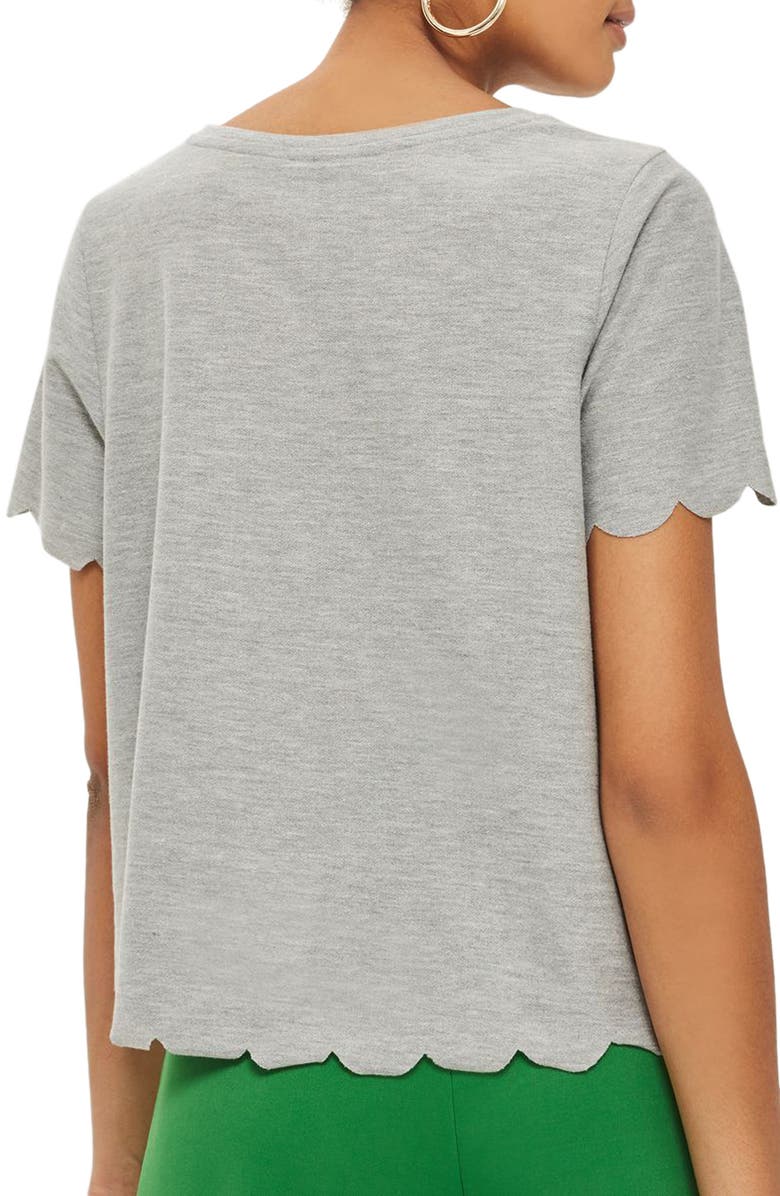 Topshop Scallop Hem Tee, Alternate, color, 