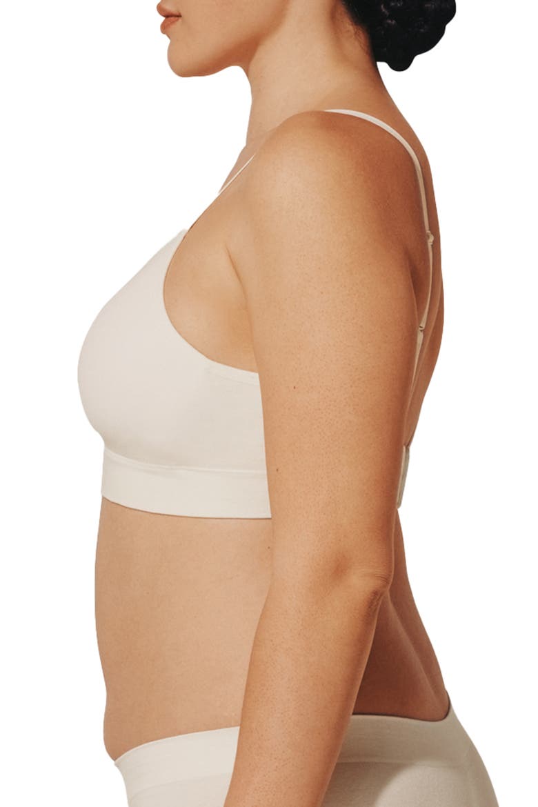Seamless Stretch Cotton Blend Wireless Bra, Alternate, color, SEA SALT
