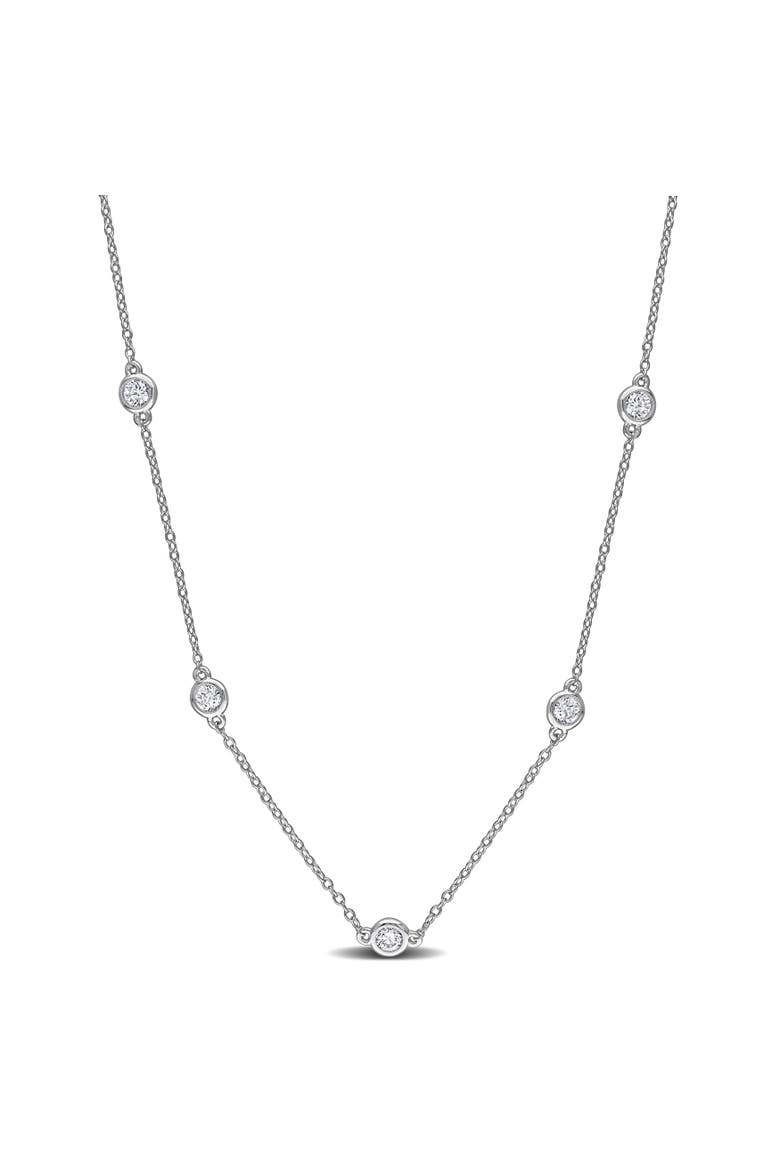 7/8 CTW Lab-Grown Diamond Station Necklace, Main, color, Sterling Silver