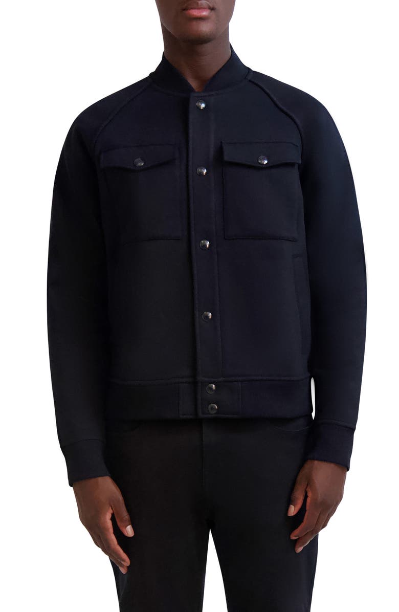 KARL LAGERFELD PARIS Fleece Bomber Jacket, Main, color, 