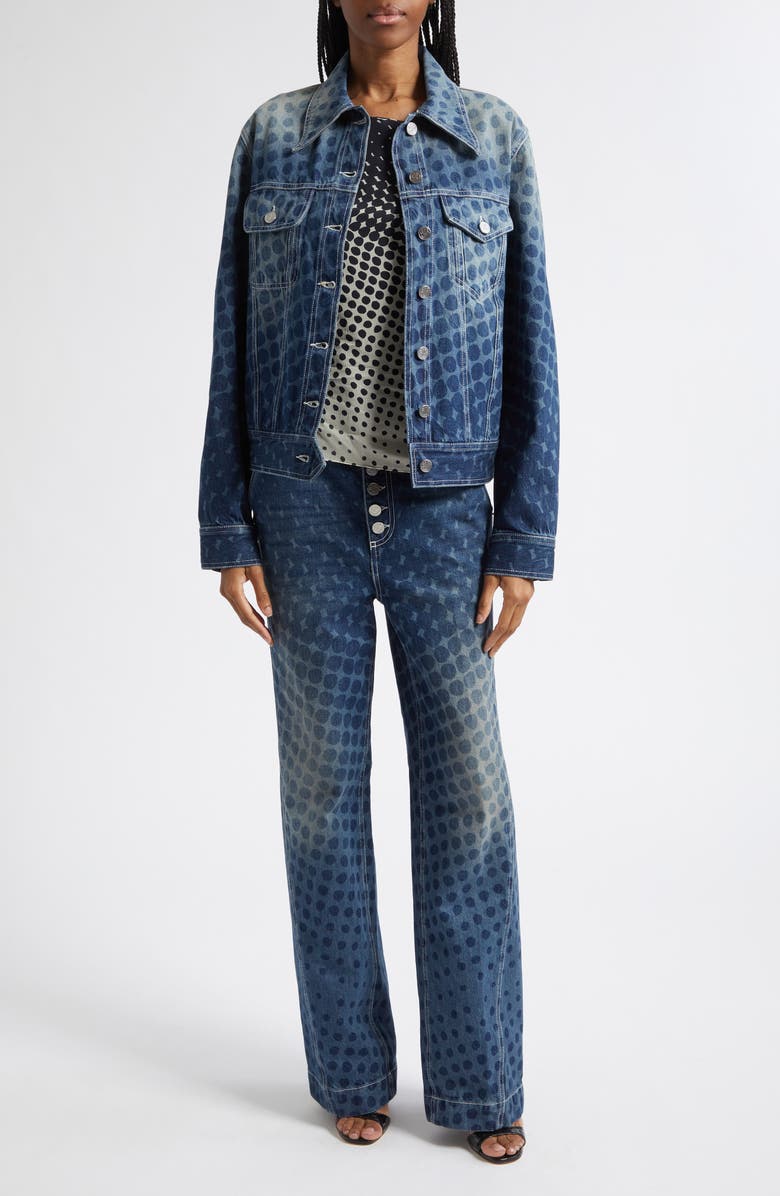 Christopher John Rogers Halftone Dot Straight Leg Jeans, Alternate, color, Washed Indigo