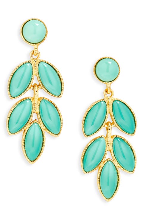 Faux Turquoise Leaf Drop Earrings