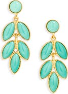 Kenneth Jay Lane Faux Turquoise Leaf Drop Earrings