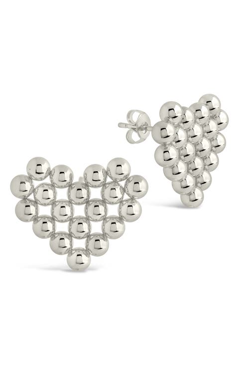 Meredith Beaded Heart Stud Earrings