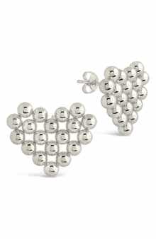Sterling Forever Meredith Beaded Heart Stud Earrings